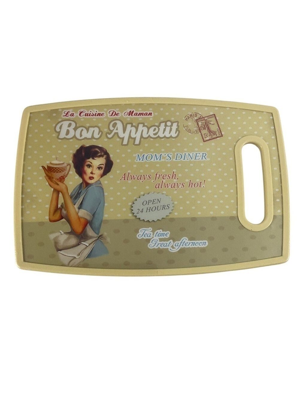 Retro Bon Appétit Cutting Board 12” x 8”  Vintage Diner Style New in Packaging